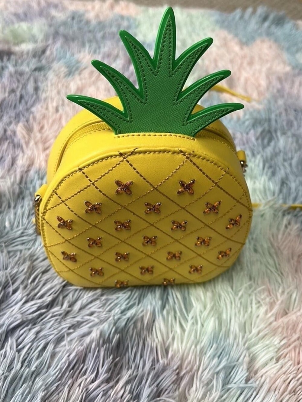 Kate Spade How Refreshing Pineapple Crossbody Bag leather 14 k gold plate - Picture 2 of 8